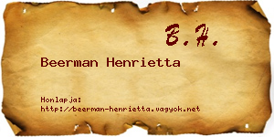 Beerman Henrietta névjegykártya